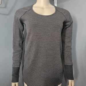 Lululemon Athletica Charcoal Striped Crew Neck Sweater